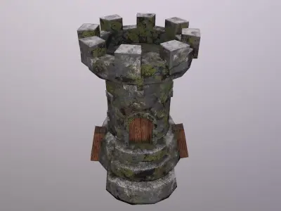 Old Tower for game Low-poly 3D model
