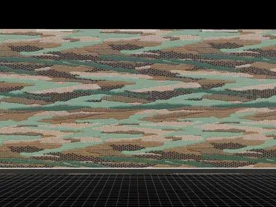 Fabric Wall Panel with elegant etnic green pattern Low-poly 3D model