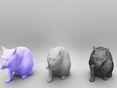 Cat licking paw 45 Low-poly 3D model