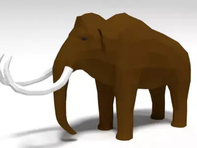 Low Poly Cartoon Mammoth Low-poly 3D model