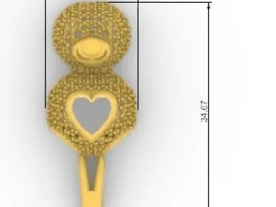 Gold bear and gems Oso de oro y gemas 3D print model