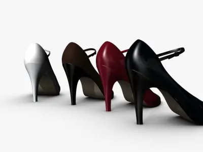 Stiletto pair of high heeled shoes Low-poly 3D model