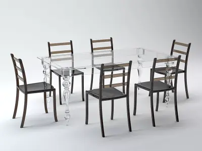 Acrylic Dining Set 3D model