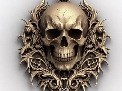Gothic Skull Pendant  Intricate Jewelry Design 3D print model