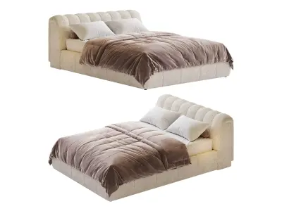 Salami Queen Bed - Maya Cream Boucle 3D model