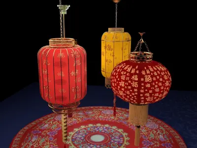 Chinese red  lantern 3D model buy