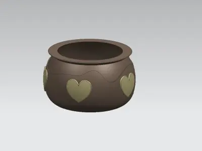Bowl pot with hearts Free 3D model