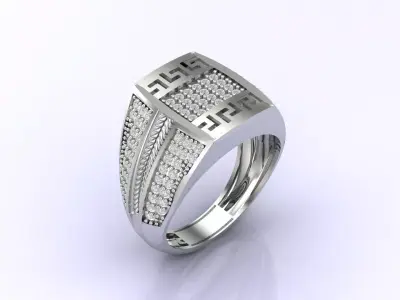 Print Ready STL 3DM  Gents Rings Diamond Men Ring  3D print model 112