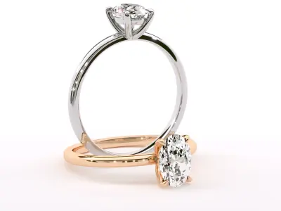 Oval Diamond Engagement Ring cat claws 3D print model