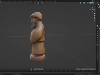 Old Man Wooden statue for game asset or 3d printing 3D model