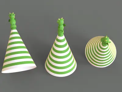 Birthday Hat - Colorful Party Decoration Prop 01 Low-poly 3D model
