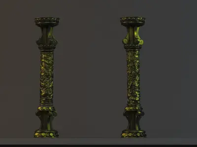 Dragon Pillar Panlong ancient stone pillar stone carving 3D model