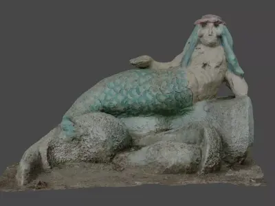 Mermaid statue Low-poly 3D model