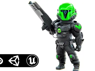 CYBER SOLDIER XC-800 Rigged for Unreal Engine - Unity - MIXAMO  3D model