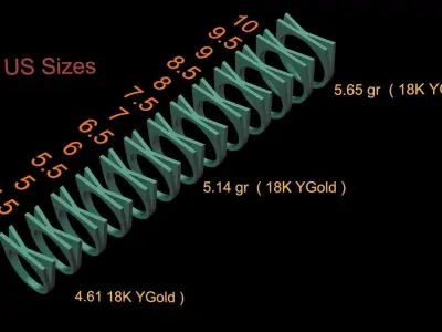 alphabet ring letter K 3D print model