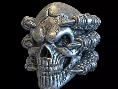 skull Pendant jewelry with claws vol1  3D print model