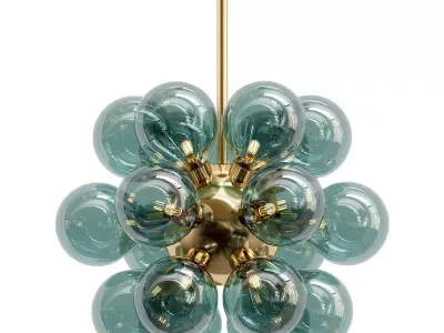 grape-milk chandelier with glass balls and gold metal 3D model