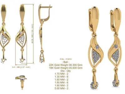 Gold Bali - Earring 3D print model