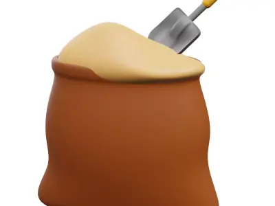 Fertilizer 3D Model bag with spatula in it Low-poly 3D model