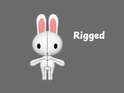 Little Bunny Animated Cute 3D Models For Games And Animations Low-poly 3D model