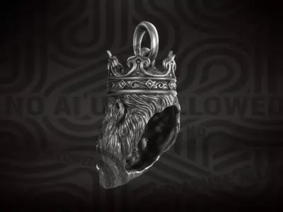 Jewelry pendant Monkey ape king with crown 3D print model