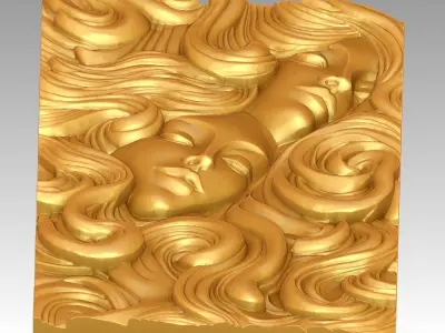 Serenity in Motion  Bas-Relief Sculpture 3D Model 3D print model
