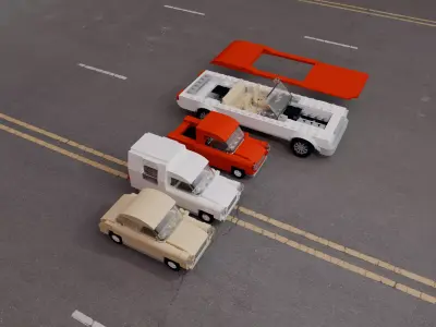 Vintage Car Collection Lego Block 3D print model