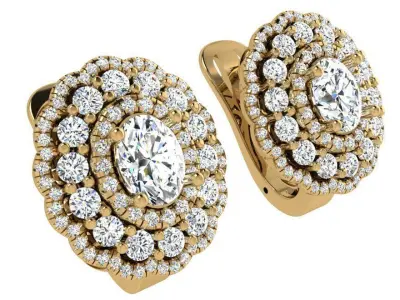 Oval Halo Clip On Earring 4693 3D print model