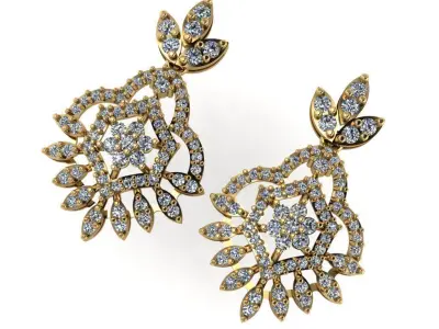 light Wight white gold diamond Earring-Nk-68ER 3D print model