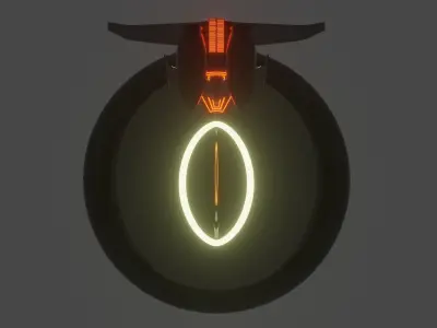 Low-poly Spaceship circular ceiling light with neon lights Free 3D model