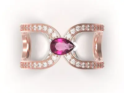 Luxury two-tone bridal ring with ruby model jr00117 3D print model