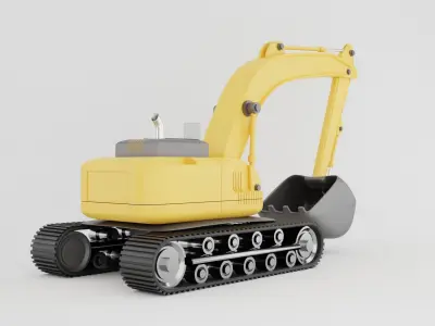 Backhoe loader isolated on white Low-poly 3D model