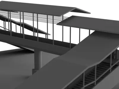 Overpass Footbridge Low-poly 3D model