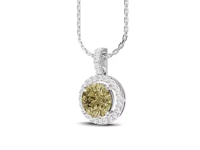 Round Pointer Diamond Pendant With Yellow Center Stone 3D print model