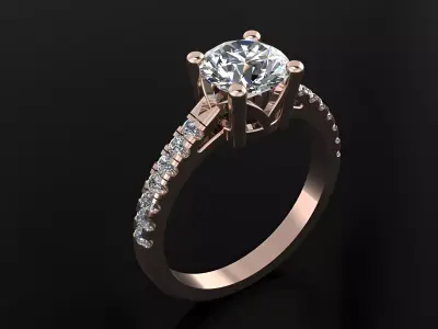 Engagement Ring with Round Diamond 3D print model