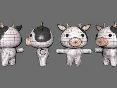 Chubby Cow Animated for Games Low-poly 3D model