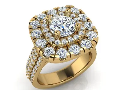 Double Halo Diamond Luxury  Ring 3647 3D print model