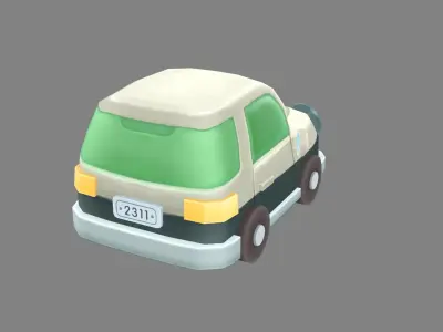 Cartoon car - white Low-poly 3D model