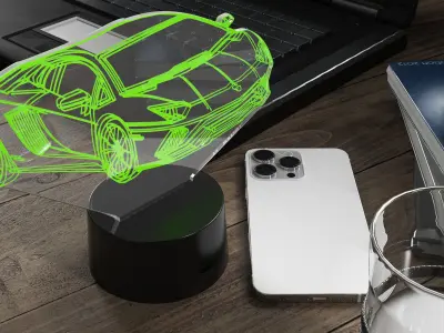 Hologram Night Light Car Green 3D model