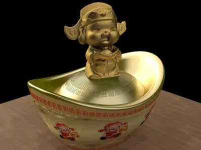 Chinese gold Ingot  3D model get