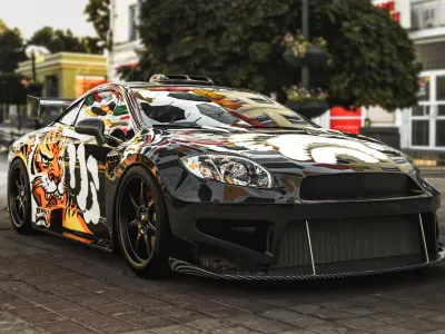 Mitsubishi Eclipse GT widebody Low-poly 3D model