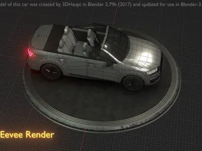 City Car 71 SUV Cabrio Open Type-B Silver Low-poly 3D model