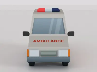 Cartoon Low Poly Car 06 - Ambulance Low-poly 3D model