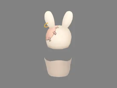 Cartoon doll rabbit mask decoration Low-poly 3D model