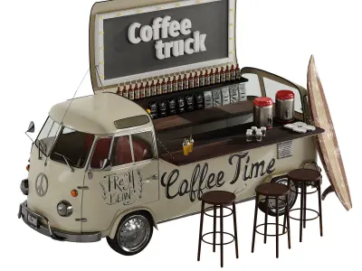 Coffee truck set 1 3D model