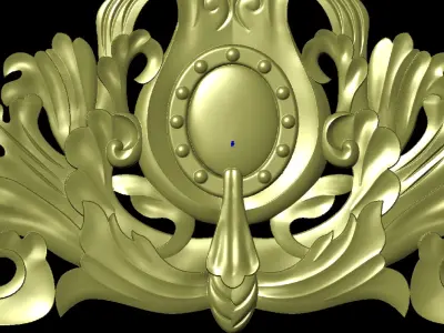 Central decor ornament for furniture 3D model Western flower  3D print model