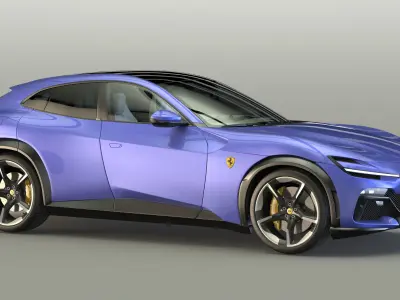 2023 Blue Ferrari Purosangue SUV Simple Interior 3D model