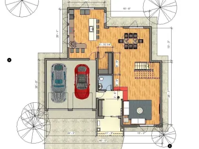 4 Bedroom Family house plan Low-poly 3D model