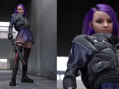 Dangerous Girl - Modular - Rigged - Animated Low-poly 3D model