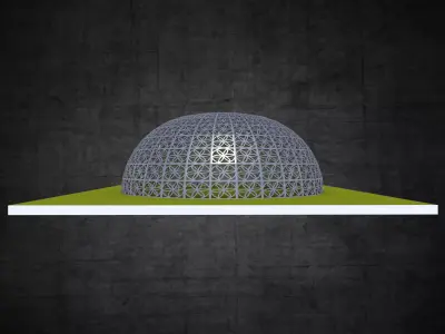 Dome structure flower of life panels Low-poly 3D model